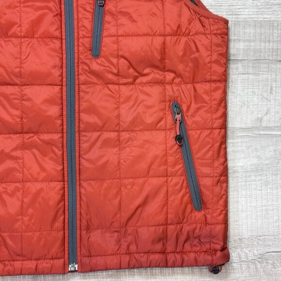 LL Bean Vest Men's Small Orange Quilted PrimaLoft Packaway Nylon Puffer Full Zip - Picture 3 of 7